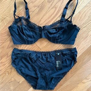 Felina Midnight Black Sheer Bra and Panty Set